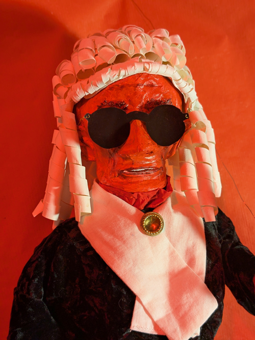 Judge with sunglasses puppet